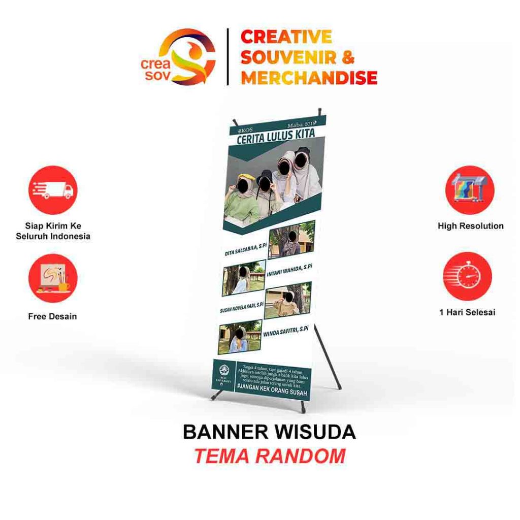 Creasov - Cetak X Banner Wisuda Design Cetak Stand Banner Kelulusan Custom Wisuda Free Free Desain