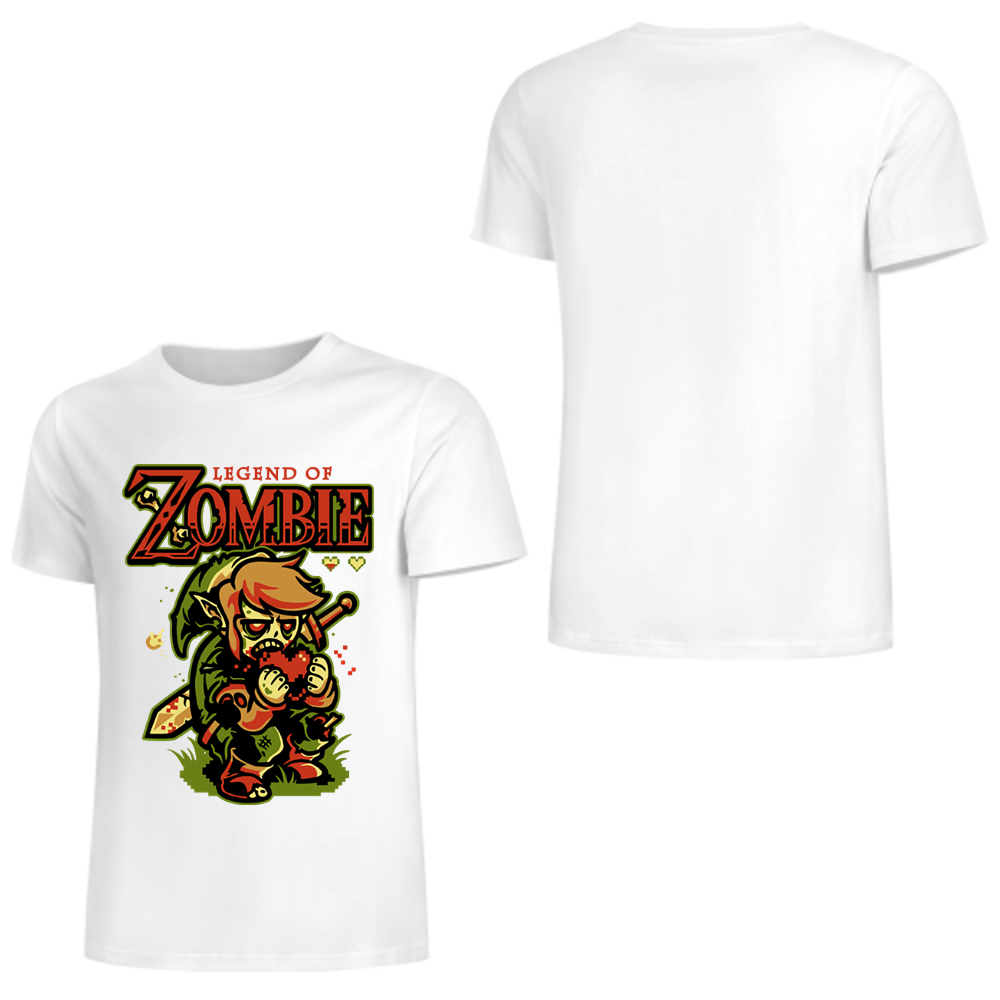 Legend Of Zombie Fun Zombie Heart Eating Brain The Game Sword Dead Zelda   T-shirt dicetak, T-shirt 