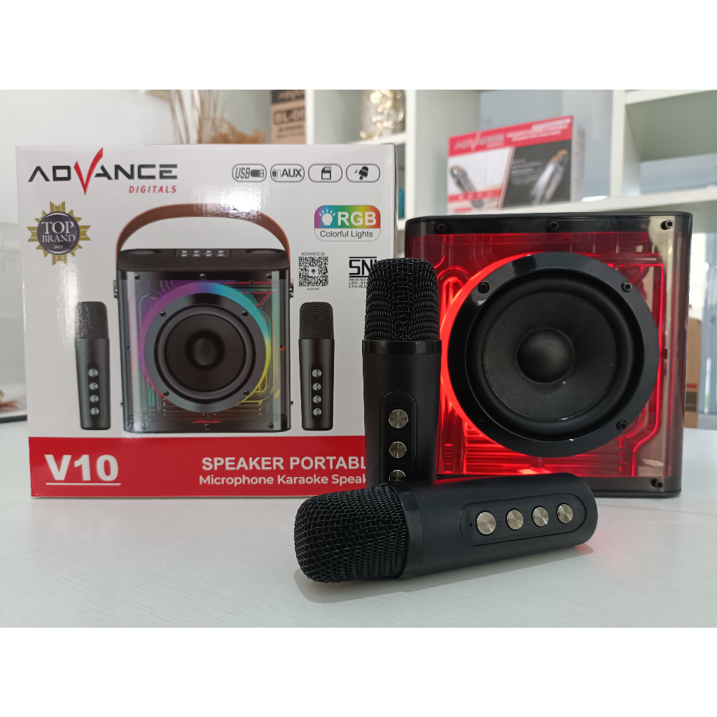 ADVANCE SPEAKER PORTABLE MICROPHONE KARAOKE SPEAKER V10