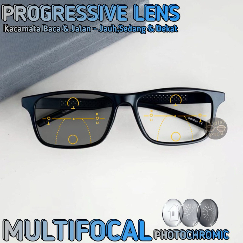 Kacamata Progresif Photochromic Sporty Pria | Kacamata Pria Baca & Jalan | Kacamata Baca Progresif