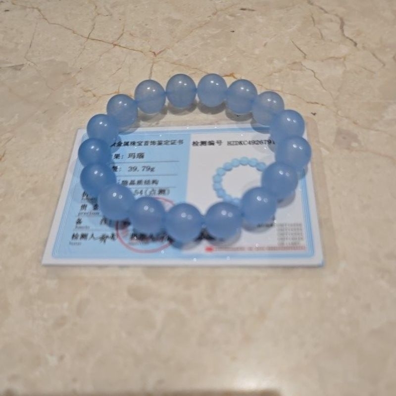 Gelang Agate Biru, Blue Agate Bracelet