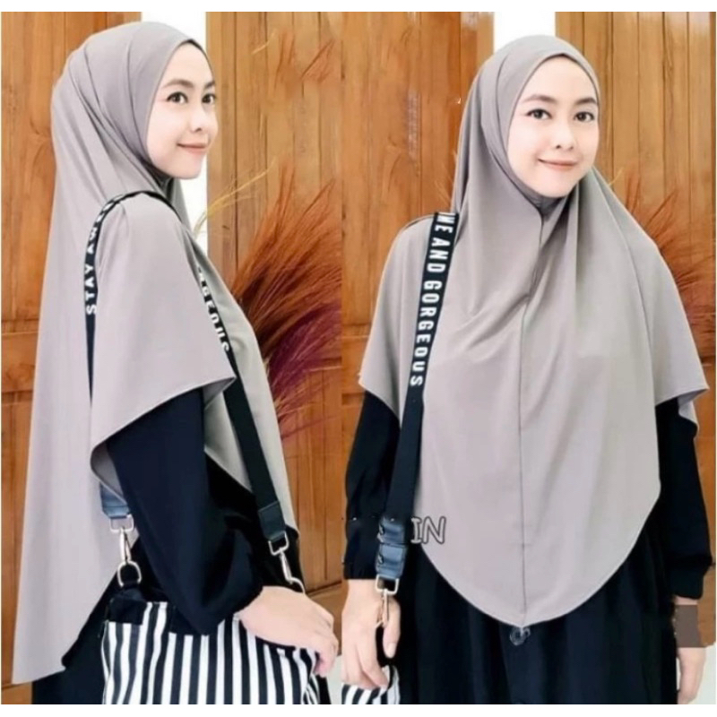 Jilbab Bergo Malay Non Pet Jumbo Jersey XL/Hamidah Non pet XL