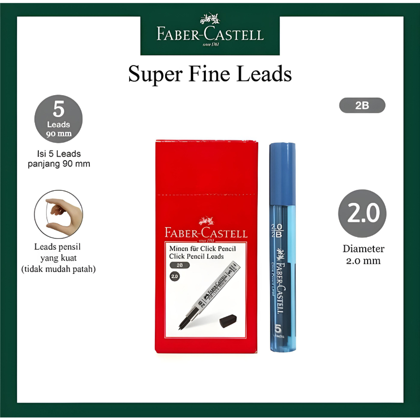 

PENCIL LEAD / ISI PENSIL MEKANIK / REFILL PENSIL MEKANIK 2B / REFILL PENSIL FABER CASTELL 2B 2.0