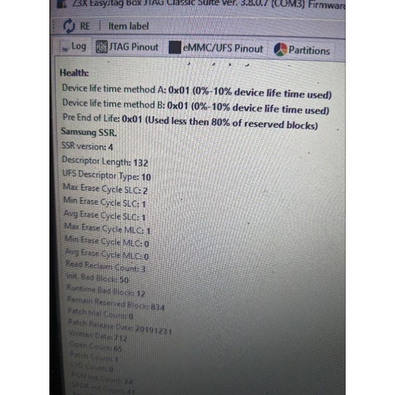 UFS 256GB  CLEAN BGA 153 POCOX3PRO POCO F3 DLL