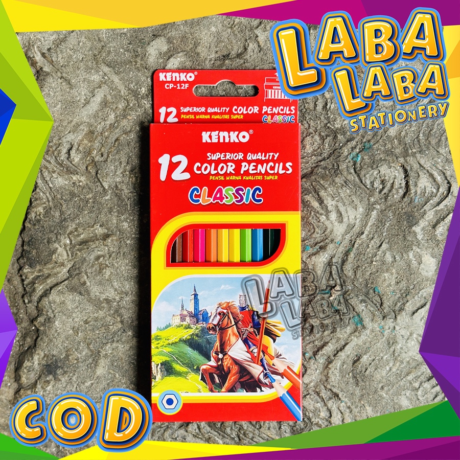 

LabaLabaStationery Pensil Warna KENKO 12 Warna PANJANG