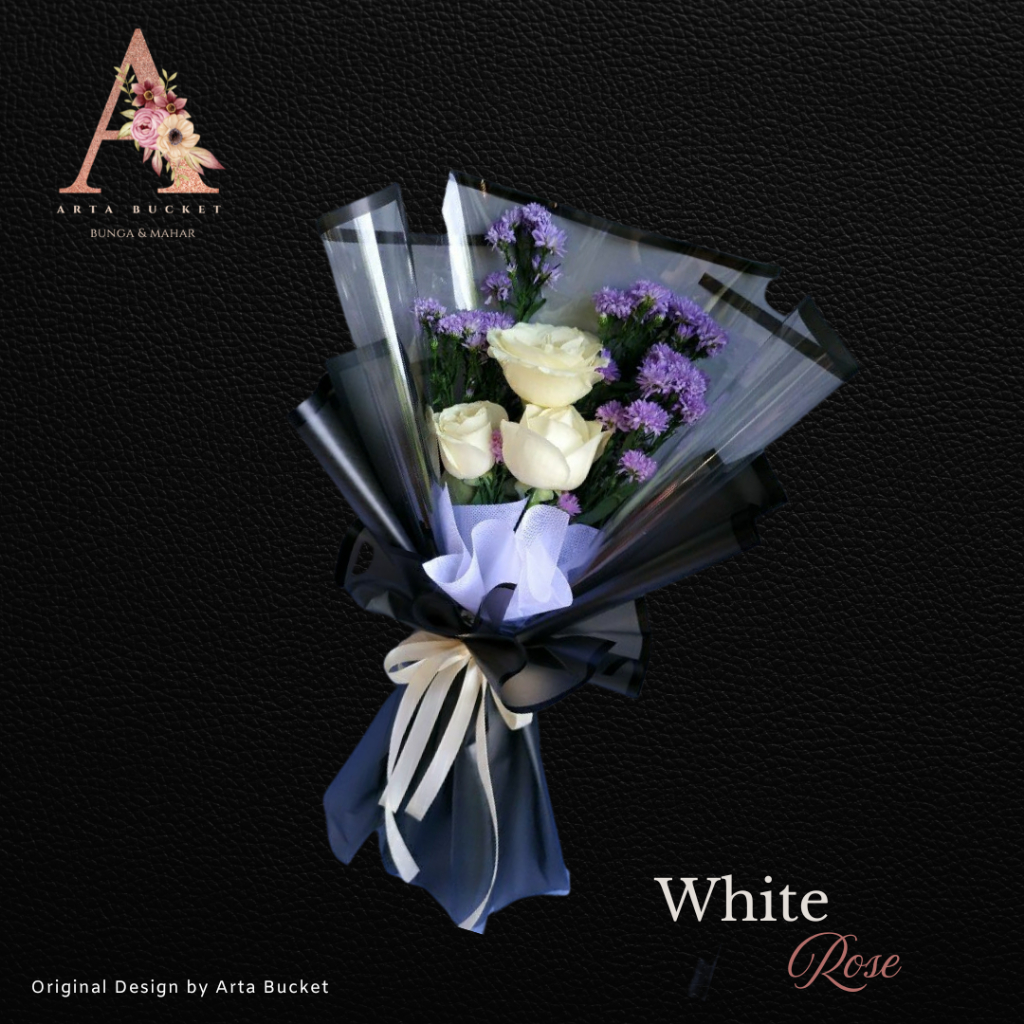 Bucket Bouquet Buket Bouket Kado Hadiah Gift Give Bunga Mawar Putih Warna Putih Hiasan Pajangan Ruma