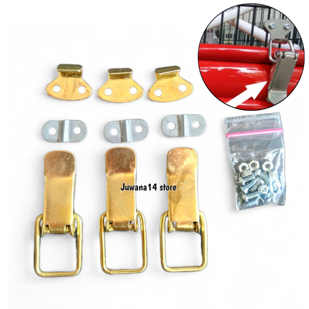 Klem Koper Sangkar Murai 1 Set Isi 3 Plus Baut - Klem koper Sangkar Lovebird