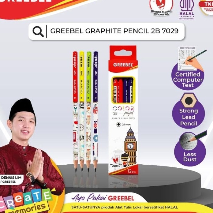 

IMPOR TERBARU Greebel Pensil Kayu 2B 729 Colour Pop 12 pcs pensil karakterGrafitGraphite