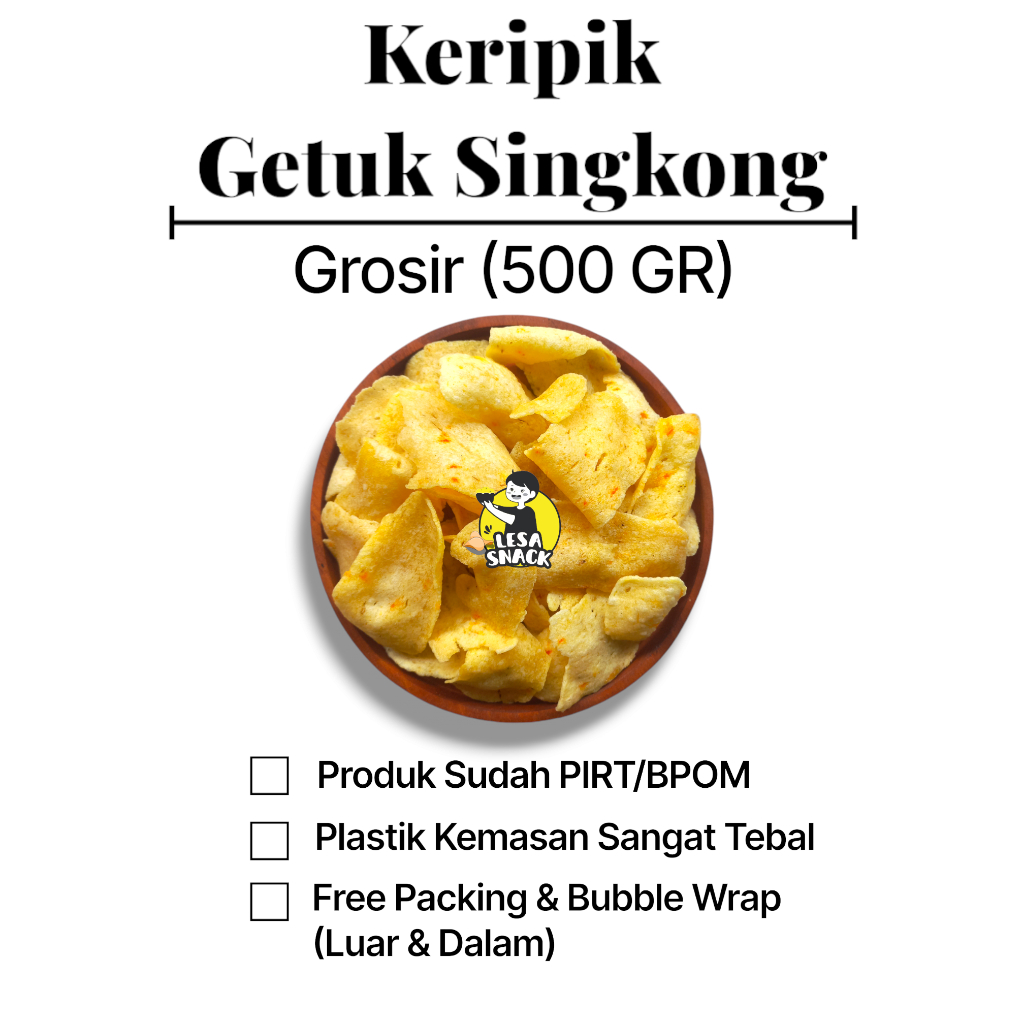 

Keripik Getuk Singkong Snack Kiloan Rasa Pedas Manis Gurih & Renyah Kemasan 500 Gram