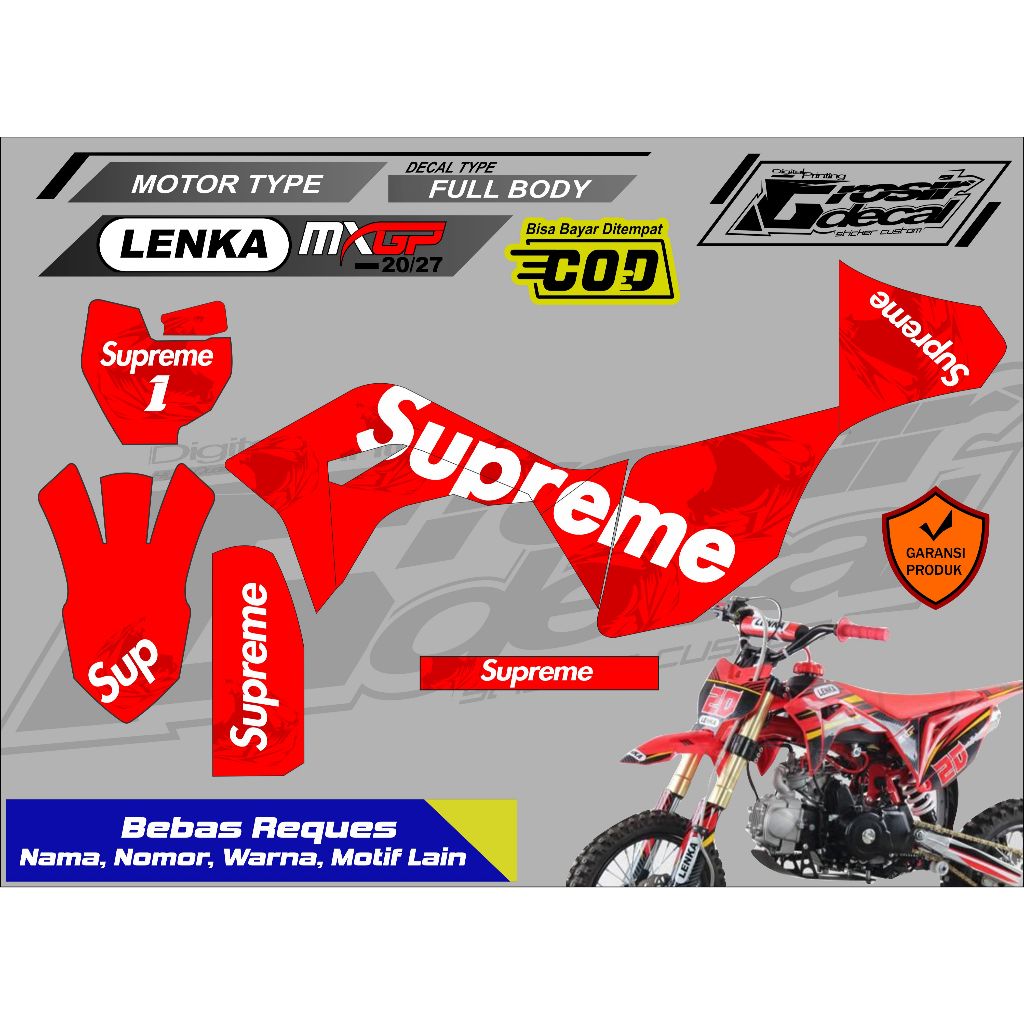 Striping Stiker Mini trail LENKA 50cc MC55 / 110cc MXGP20 Full body Bebas Reques