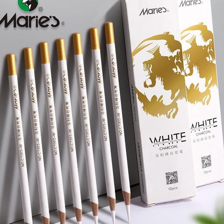 

DIJAMIN MURAH Maries White Charcoal Pencils Sketching Drawing Pensil Arang Putih 4mm Pencil Sketsa Highlighting Gambar