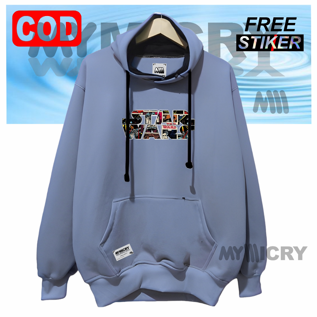 Star Wars Sweater Hoodie Pria Wanita Original Distro Warna Abu Paralon Bahan Tebal  Motif Print Berk