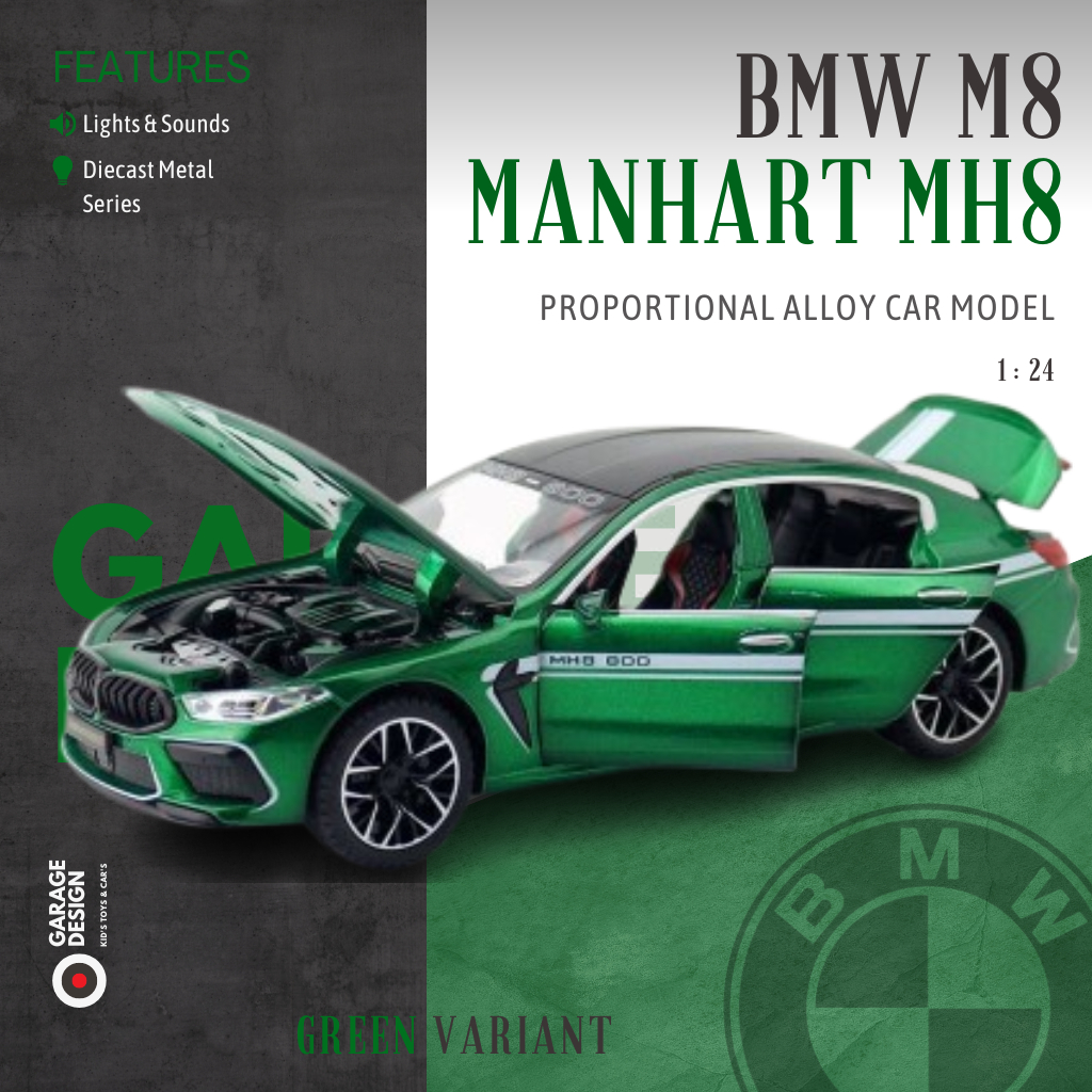 Miniatur Diecast Mobil BMW M8 1:24 - Alloy Model Miniatur Mobil BMW MANHART MH8 1/24 (Lampu & Suara)