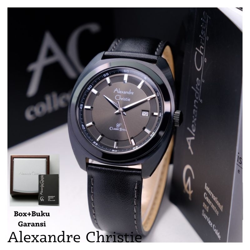 Alexandre Christie ORIGINAL jam tangan pria AC8702 tali kulit Alexander Cristie 100% ori leather