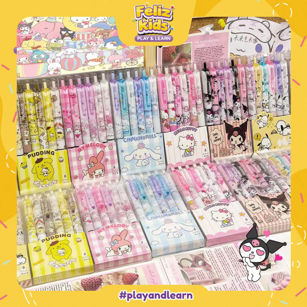 

[FELIZKIDS] [ATK26] PULPEN GEL MEKANIK 0,5 MM ISI 6 PCS MOTIF KUROMI, MELODY CINNAMON