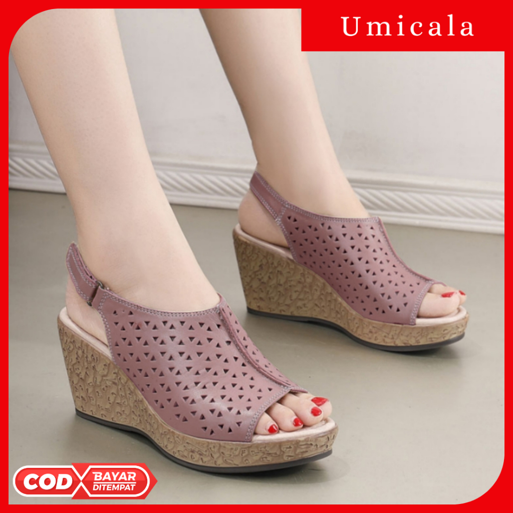 Umicala - Wedges Tinggi 9cm / Wedges Laser Wanita / Wedges Pesta