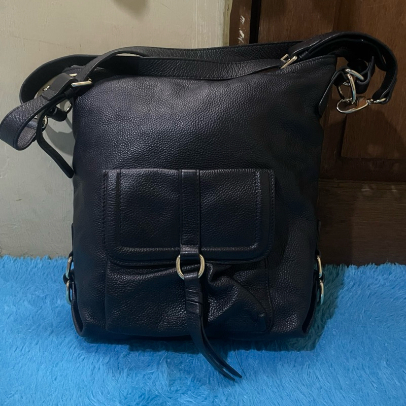 Borse In Pelle 2in1 |  Hobo Sling Bag Ransel Kulas Full Leather Black Hitam