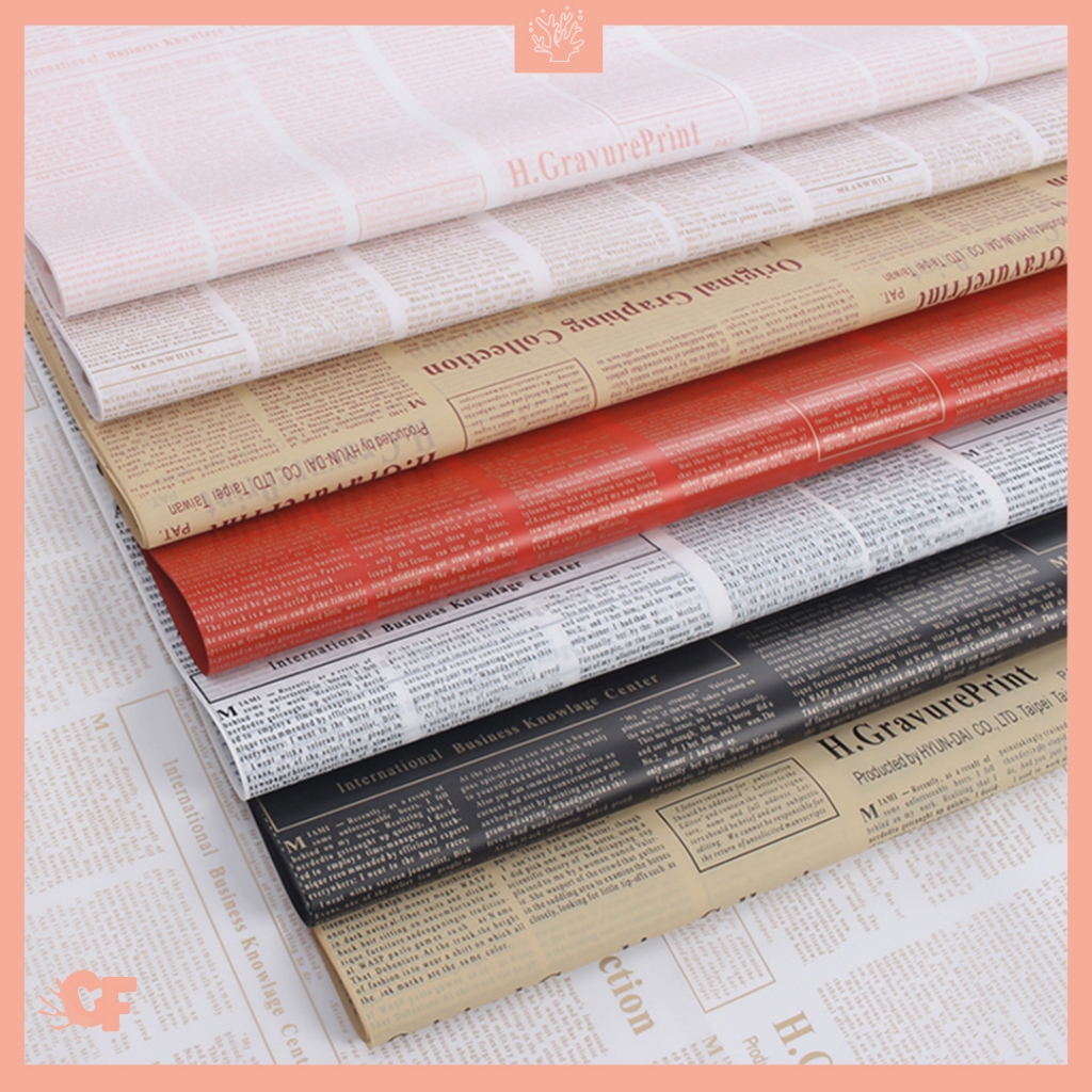 

20 LEMBAR Kertas Buket Bunga Koran Newspaper Flower Wrapping Paper Cellophane KB6208
