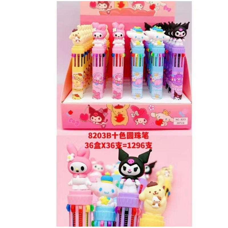 

Pulpen Sanrio 10 warna Pen Cetek Melodi Kuromi Cinamoroll Pompurin Pena Sanrio toserbee