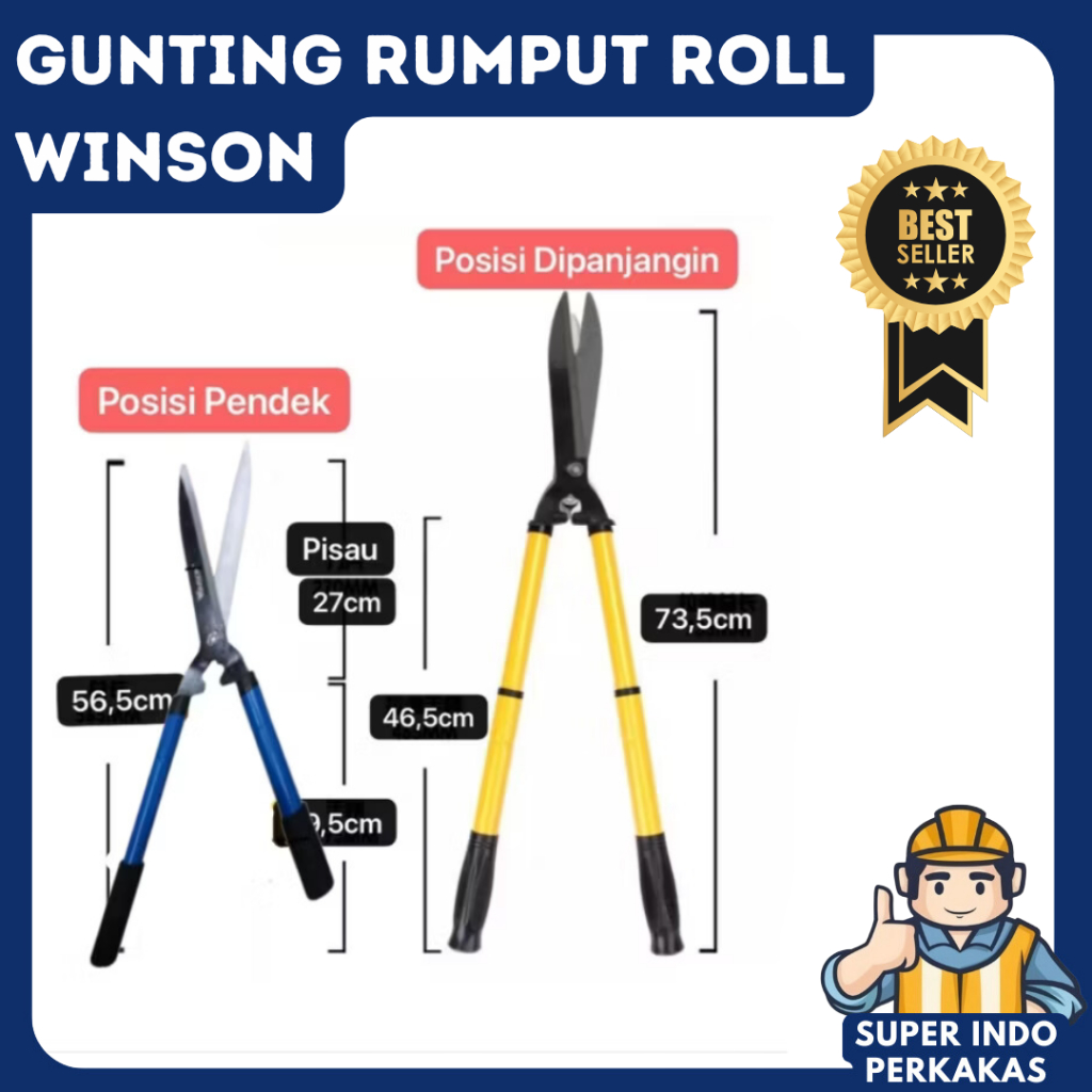 Gunting Rumput Tarik Panjang Pendek Besi Tajam Alat Berkebun Gunting Ranting Dahan WINSON