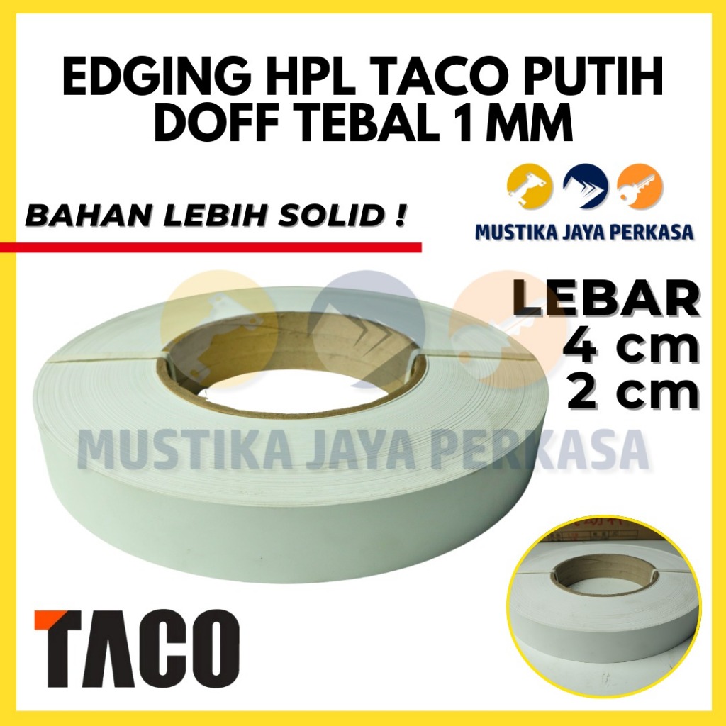 Per 5 Meter Edging HPL Taco S 002 AA Putih Doff