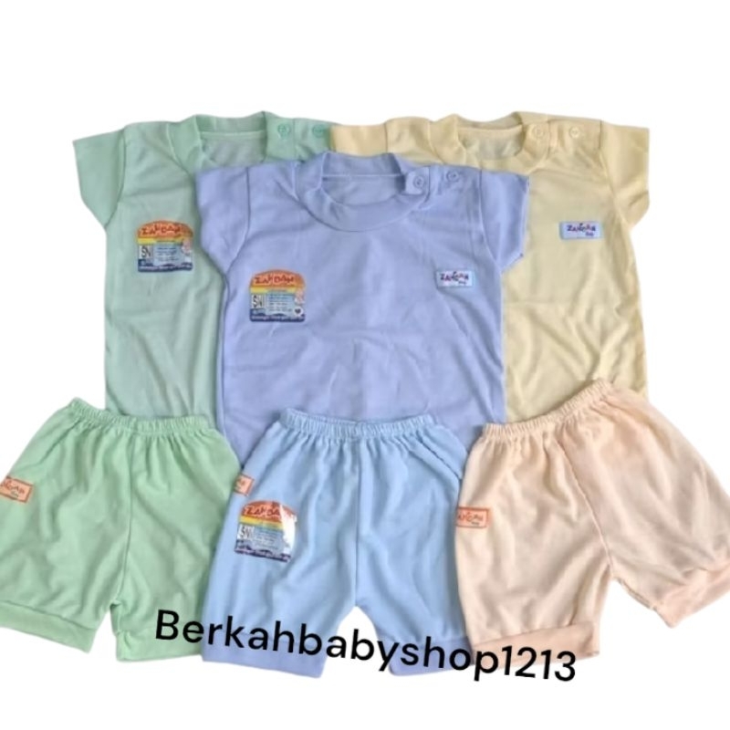 Promoo  3pc setelan baju pendek + celana pendek // setelan bayi // oblong bayi // setelan bayi zahda
