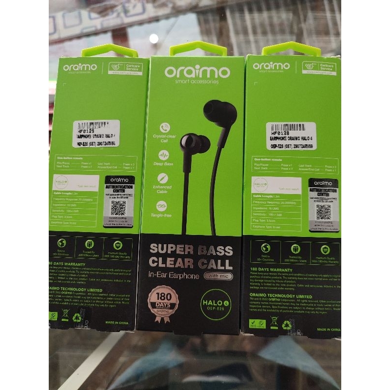 Handfree Oraimo/In-Earphone Super Bass Clear Call || With Mic Type HALO 4 OEP-E26