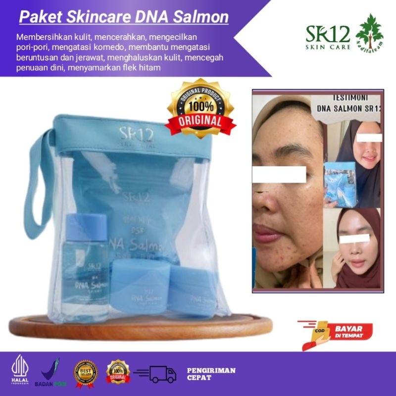 Paket Skincare DNA SALMON SR12 / Skincare Aman - Skincare Halal - Skincare BPOM - Skincare Flek Hita