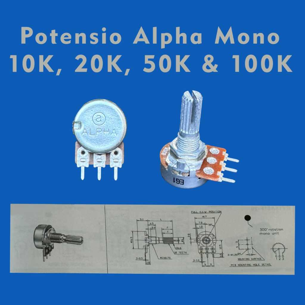POTENSIO MONO ALPHA 10K 20K 50K 100K