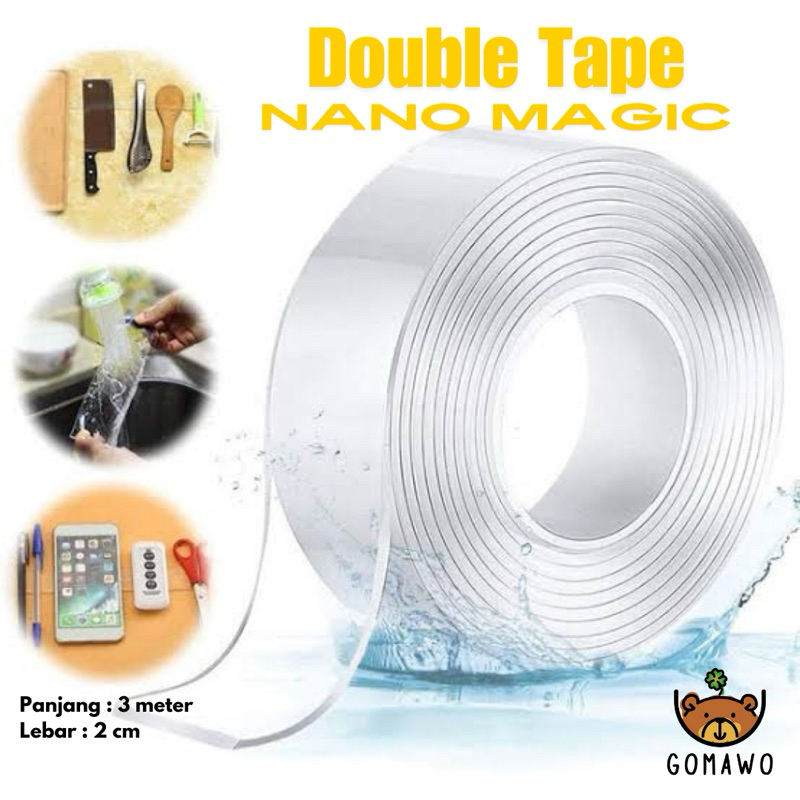 Double Tape Nano Magic Bening Tebal Panjang 3 meter