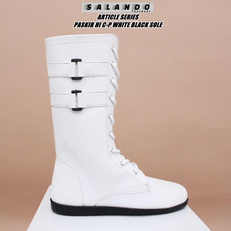 SALANDO Sepatu Boots Paskibra Sepatu Paskibra Pria & Wanita Sepatu Mayoret Tinggi Paskib HI C-P Whit