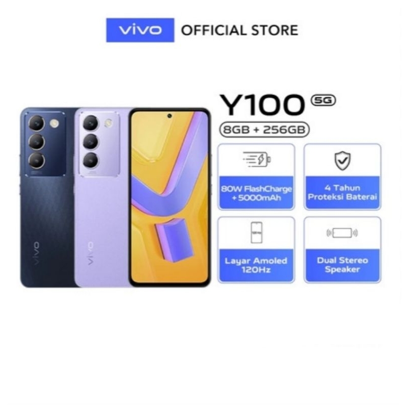 HP VIVO Y100 5G 8/256 GB - VIVO Y 100 5G RAM 8GB ROM 256GB GARANSI RESMI
