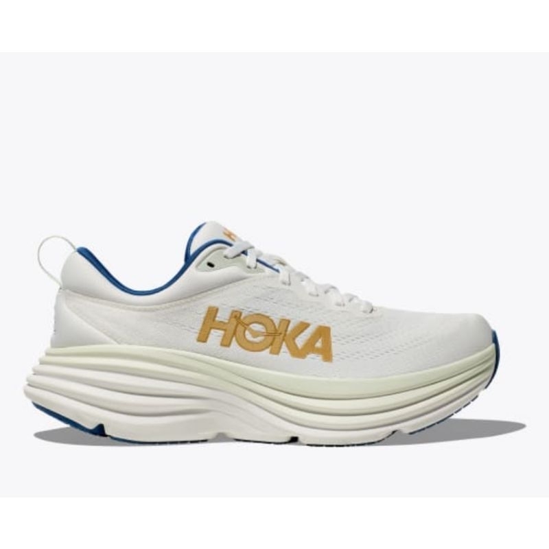 Hoka Bondi 8 Mens Road Running Shoes - Frost / Gold