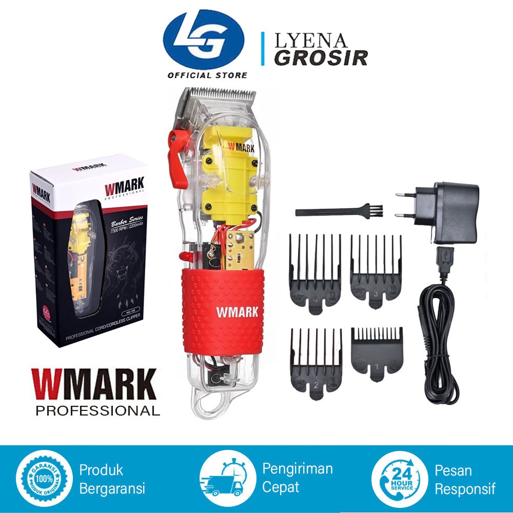 Alat Cukur Wmark NG-108AB Professional Hair Clipper Body Transparan Original