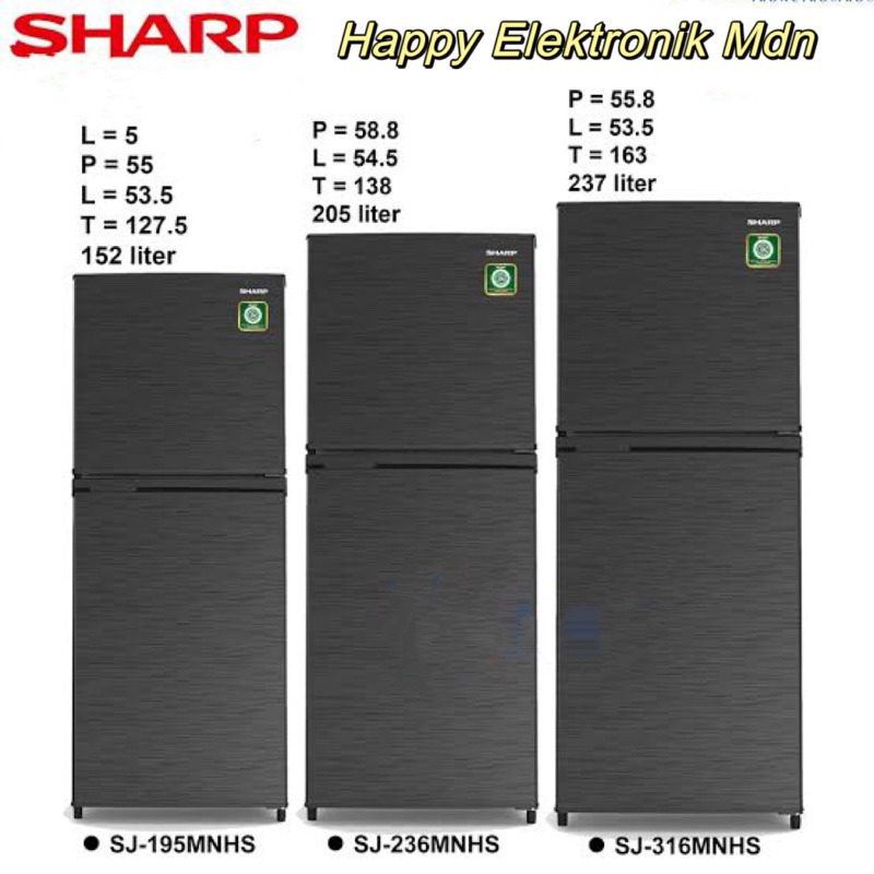 Kulkas Sharp 2 Pintu SJ 236MN HS Sharp Kulkas Low watt Kulkas Sharp 205L Kulkas Sharp SJ195MN HS Sha