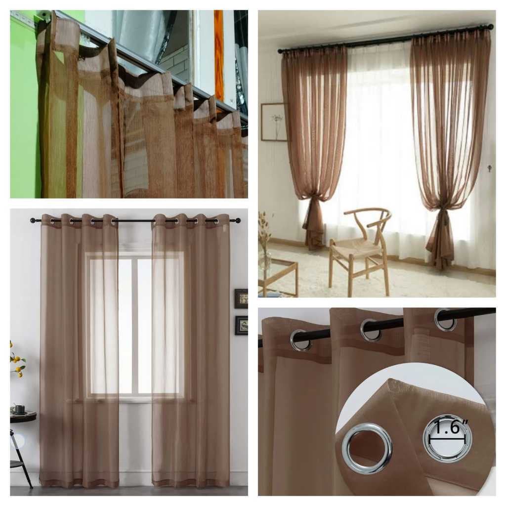 Vitrase Gorden jendela Lebar 3 Meter Tirai Lapisan Hordeng warna coklat Vitrase smokring cantolan
