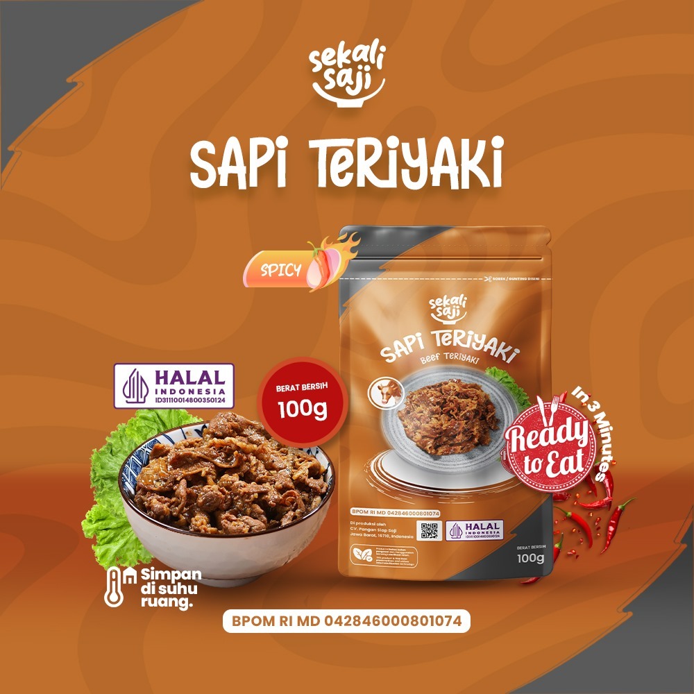 

SEKALI SAJI - Lauk Matang Siap Saji Sapi Teriyaki 100gr Lauk Instan Lauk Kering Siap Makan