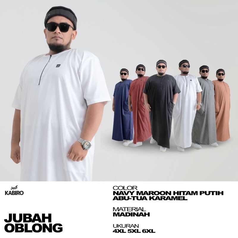 Rosal Jubah Oblong Kabiro Lengan Pendek Warna Hitam Putih Navy Maroon Karamel Abu Tua Bahan Material