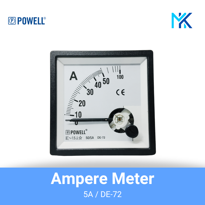 POWELL- AMPERE METER 72 X 72 / RANGE 30 - 1000A VIA CT 5A/ AMPER METER ANALOG