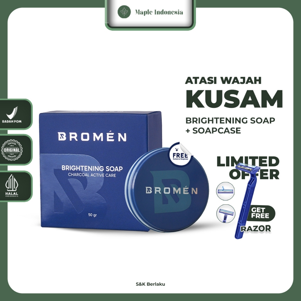 Sabun Wajah Bromen Mencerahkan Kulit Kusam / Pembersih Wajah Pria / Pencerah Kulit Kusam /  Perawata