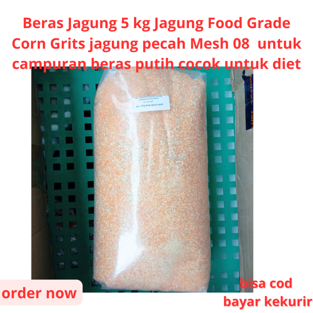

Beras Jagung 5 kg Jagung Food Grade Corn Grits jagung pecah Mesh 08 untuk campuran beras putih cocok untuk diet