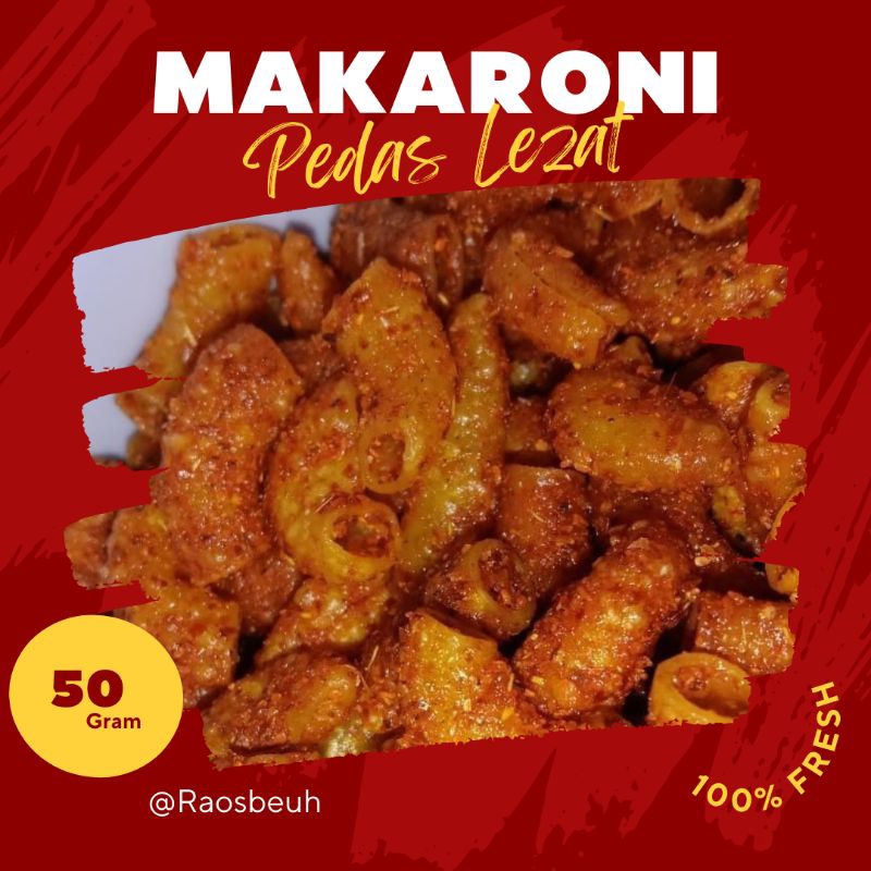 

RAOS BEUH - MAKARONI PEDAS DAUN JERUK KRIUK RENYAH HEMAT MURAH - JAJANAN PEDAS - SNACK (50 Gram)