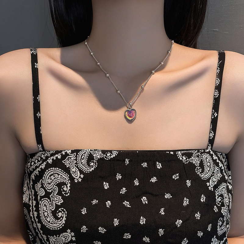 Kalung Magical Love Liontin Berubah Warna Sesuai Temperatur Gelang Color Changer Rantai Klavikula De