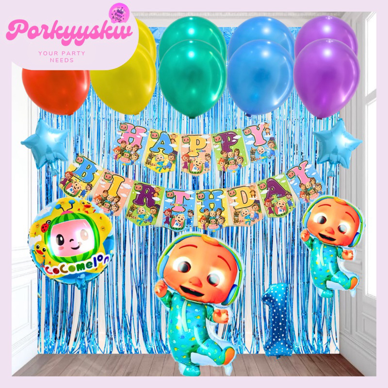 [Porkyyskw] Paket Ulangtahun Cocomelon/ Paket Set Dekorasi Cocomelon/ Balon Tema Cocomelon