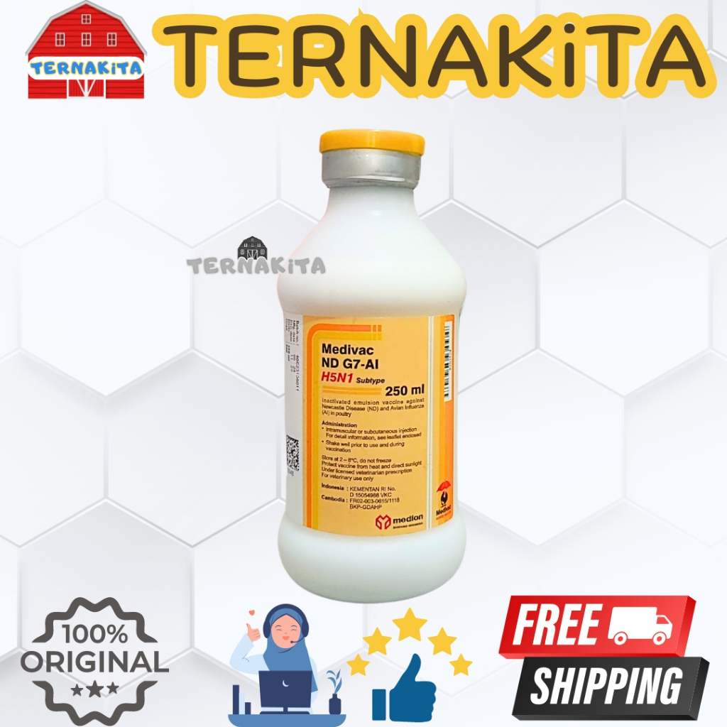 Vaksin Medivac ND G7 AI H5N1 Dosis 500 Ekor 250 Ml - Vaksin Ayam Mencegah Tetelo Aratan Mati Mendada