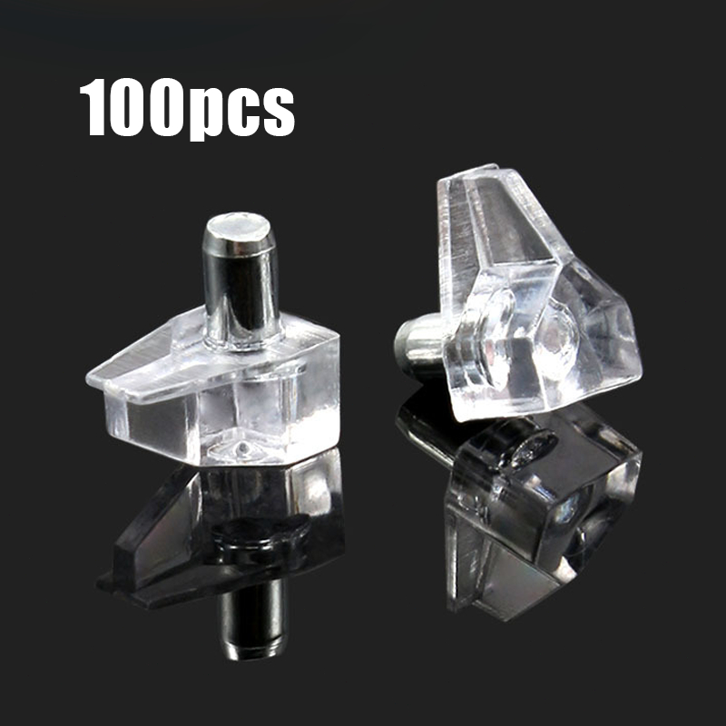 100pcs Ambalan Kaca Pen Besi Ambalan Penyangga kayu kaca Lemari Cabinet Pin Shelf Support