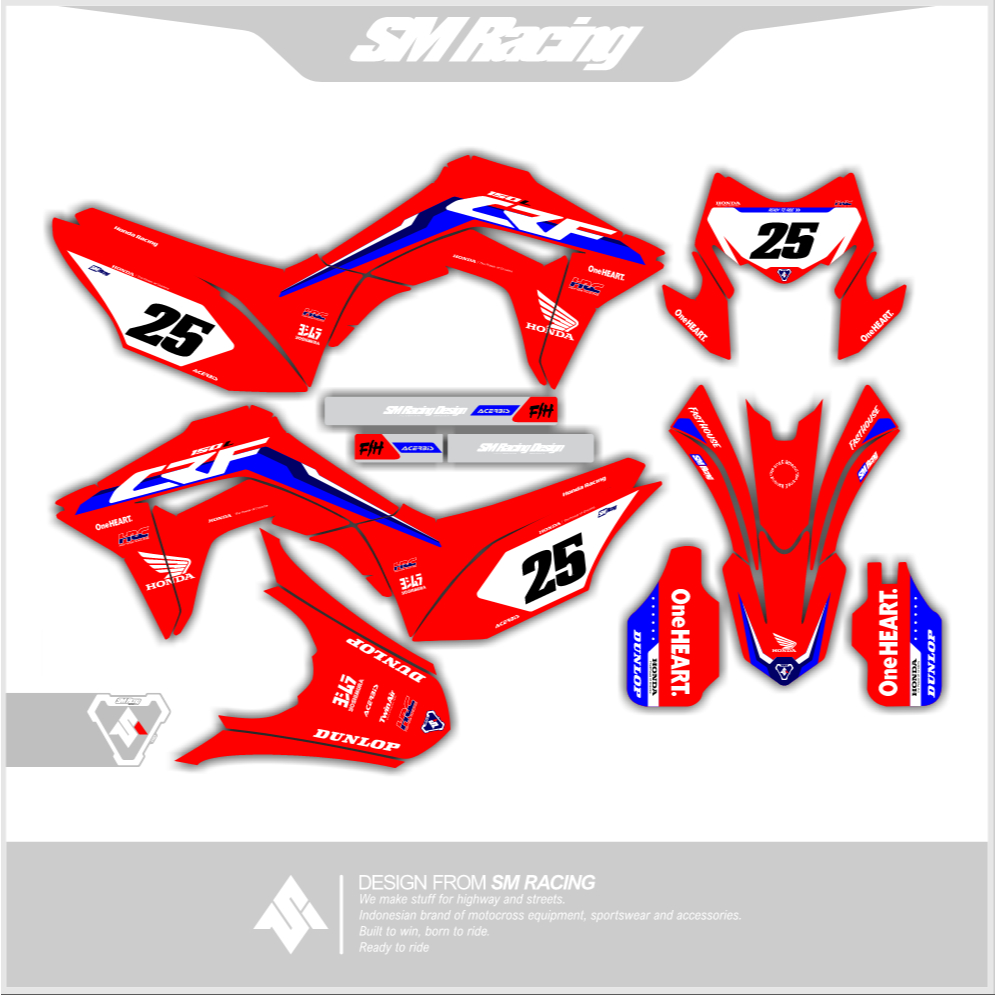 Decal Stiker CRF 150 L Full Body Warna Merah Biru Dan Hitam