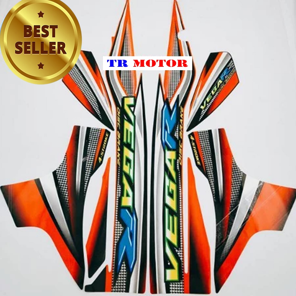 Striping stiker polet yamaha vega r oren hitam 2005 stiker list body standar