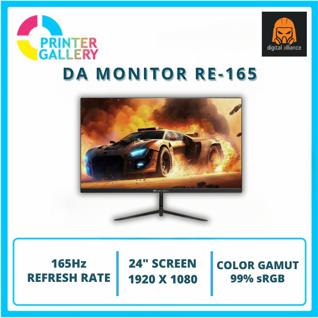 Monitor LED Digital Alliance 24" Inch 1080p FHD IPS 165Hz 1ms Adaptive Sync HDMI VGA 99% RGB DA24-RE