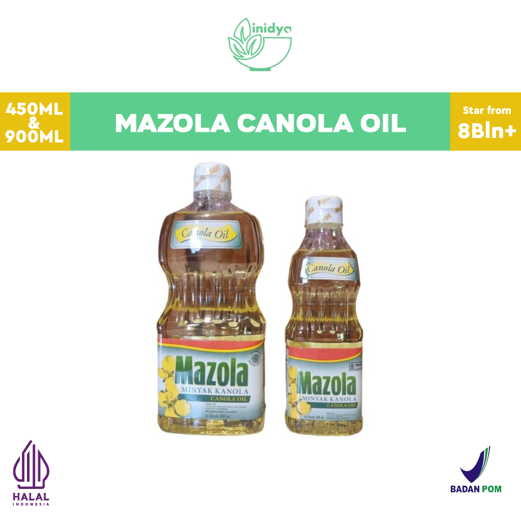 

MAZOLA Canola Oil | Minyak Kanola Botol 450 ML & 900 ML | Minyak mpasi bayi untuk lemak tambahan